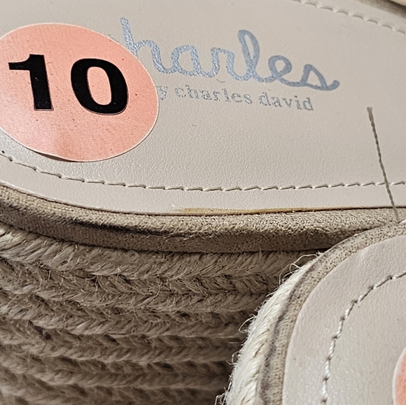 NWT Charles By Charles David Neutral Open Toe Espadrille Platform Wedge Sandals, - Picture 5 of 8